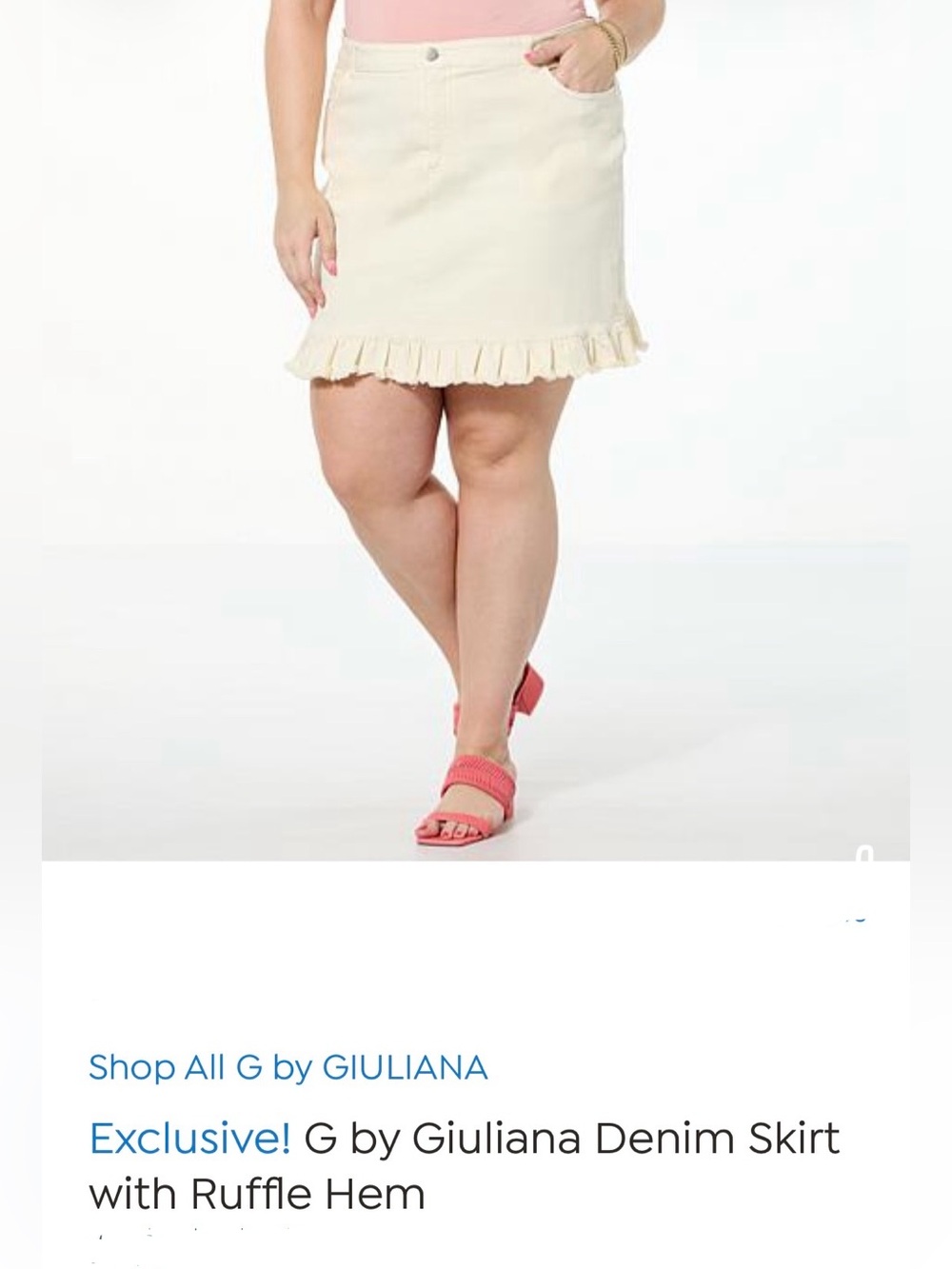 DG2 by Diane Gilman Creme Ruffle-Hem Mini Skirt 1X NWT